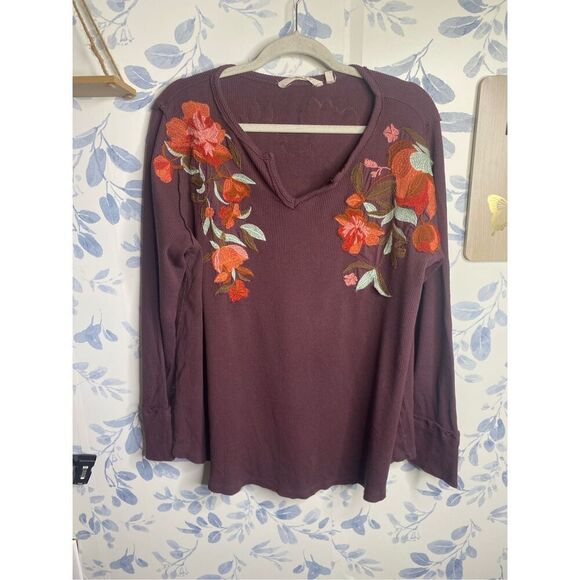 Soft Surroundings Embroidered Thermal Long Sleeve Size XL - Picture 1 of 6